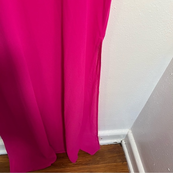 Sleeveless Sheer Maxi Dress Cover Up Pink Orange Colorblock - Picture 8 of 8